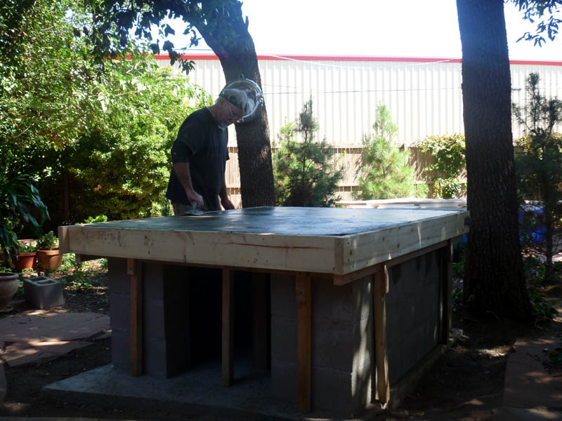 smoothing the concrete slab