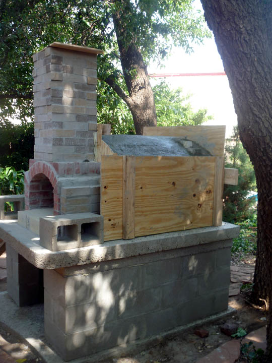 concrete cladding poured into form