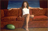 Couched woman with watermelon